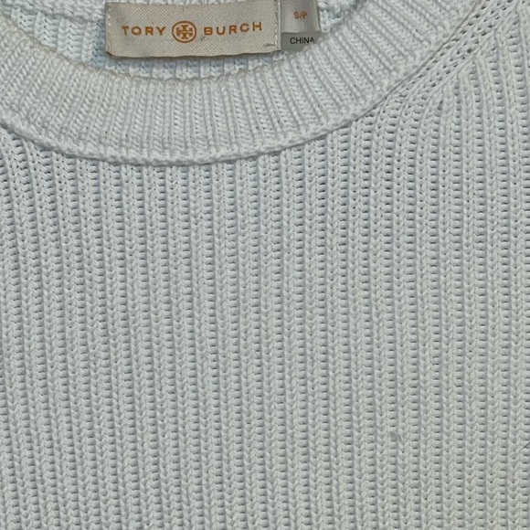 #80 TORY BURCH SMALL WHITE CABLE KINT LAYERED SWEATER TOP - Picture 3 of 5